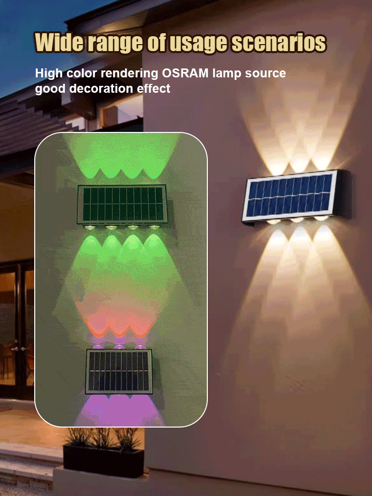 🔥 Solární nástěnná lampa pro venkovní použití