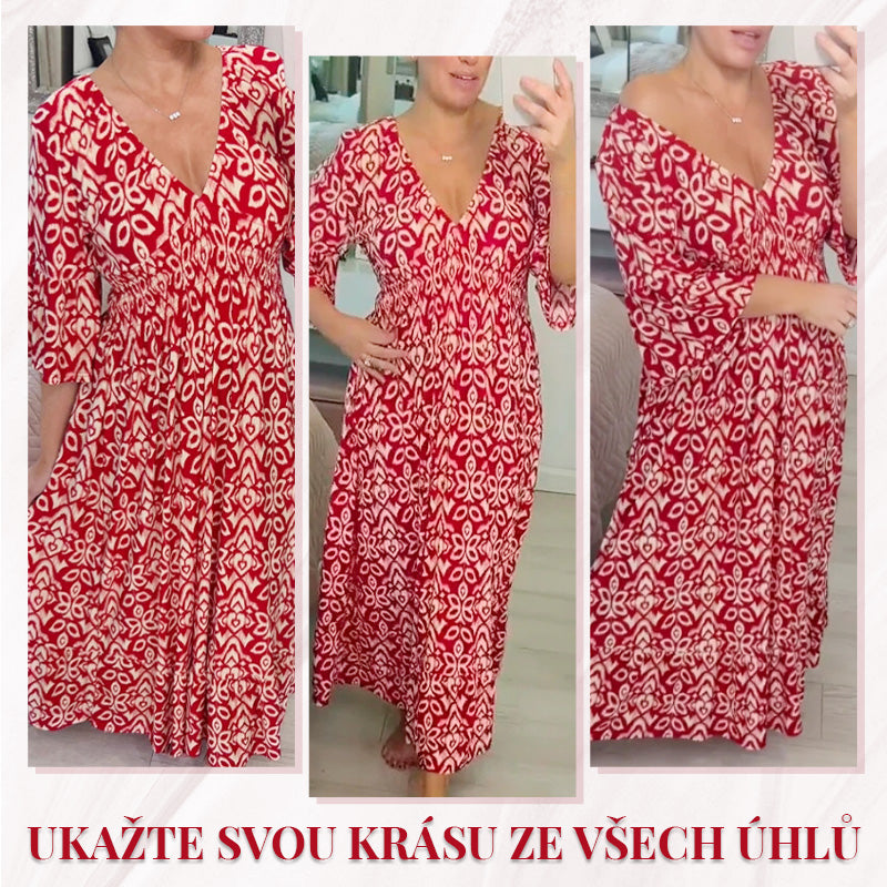 🔥Příležitostná dlouhá sukně s výstřihem do V s potiskem