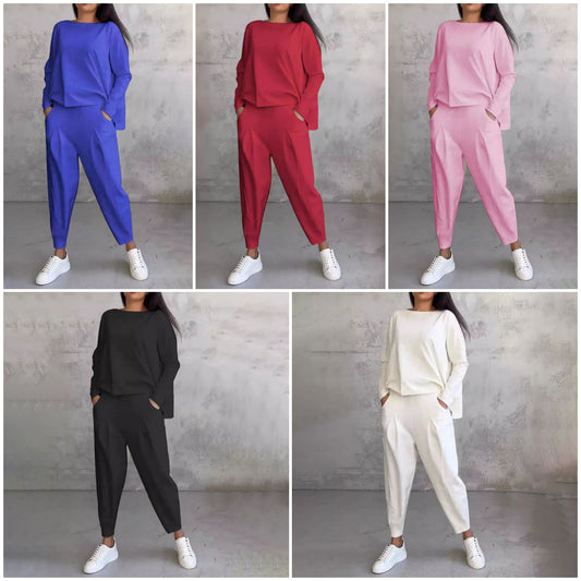 2025🌟Jarní bavlněný dvoudílný komplet Haren (top s dlouhým rukávem + kalhoty)