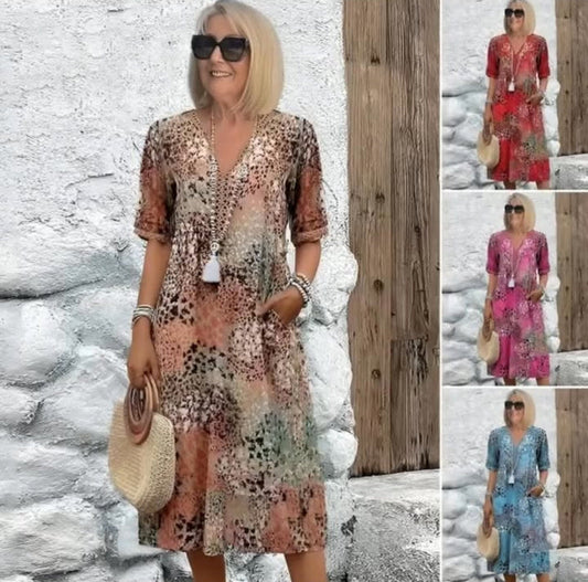 🌸Dýchatelné šaty s vintage potiskem