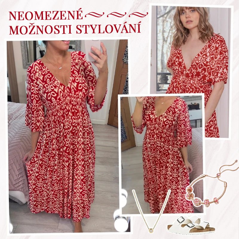 🔥Příležitostná dlouhá sukně s výstřihem do V s potiskem