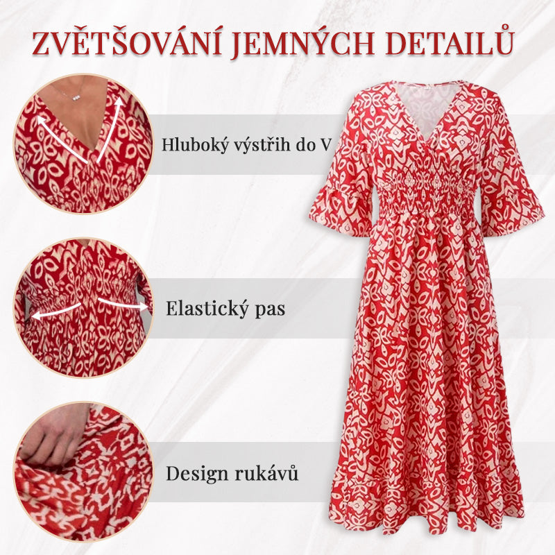 🔥Příležitostná dlouhá sukně s výstřihem do V s potiskem
