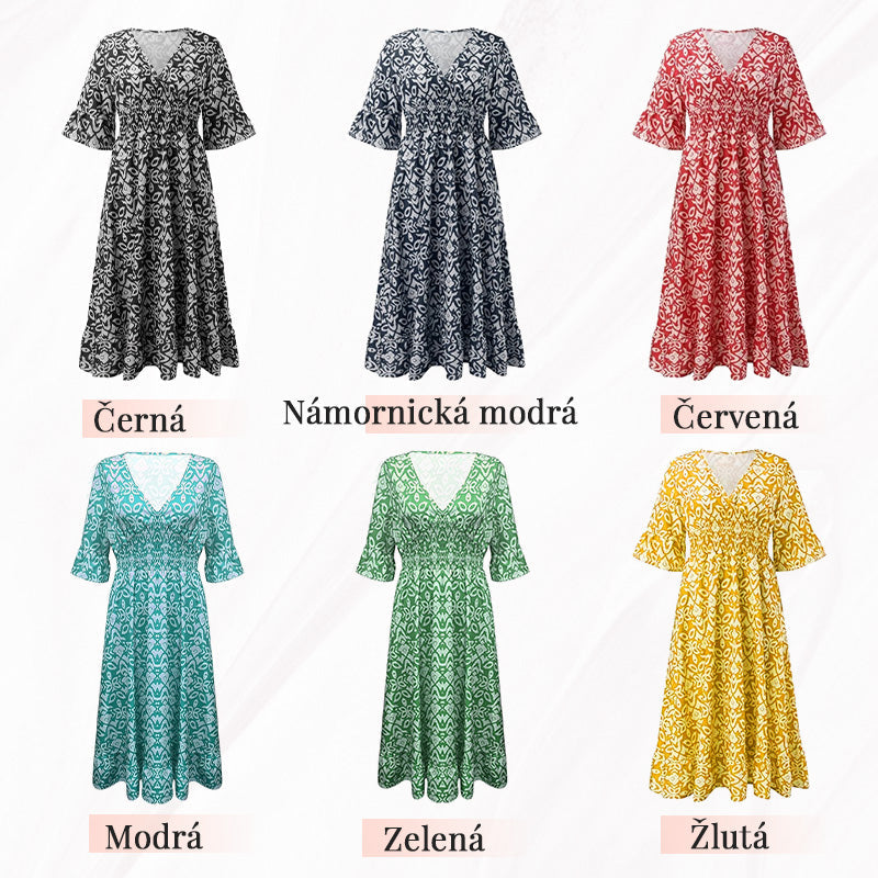 🔥Příležitostná dlouhá sukně s výstřihem do V s potiskem