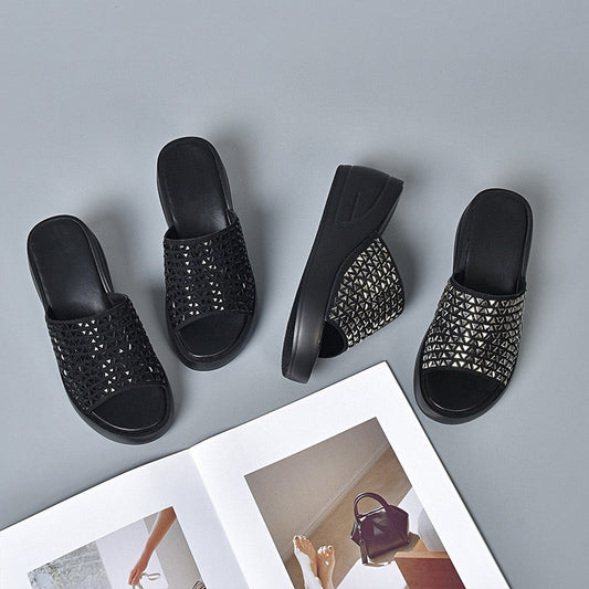 👡Dámské lesklé klínové sandály