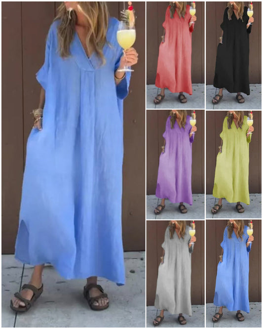 🌸 Ležérní, elegantní dámské šaty s výstřihem do V