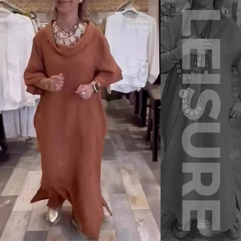 Dámské pevné ležérní volné šaty s rozparky