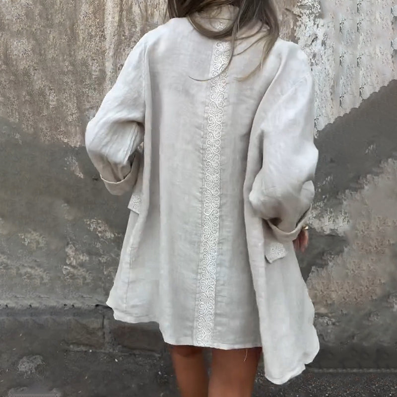 🌸 Jarní akce🌸 Dámské bavlněné lněné sako s otevřenou přední částí