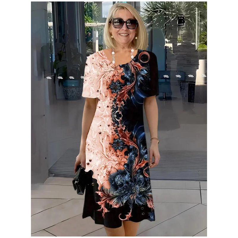 👗 Trojrozměrný květinový vzor volných dámských letních šatů✨
