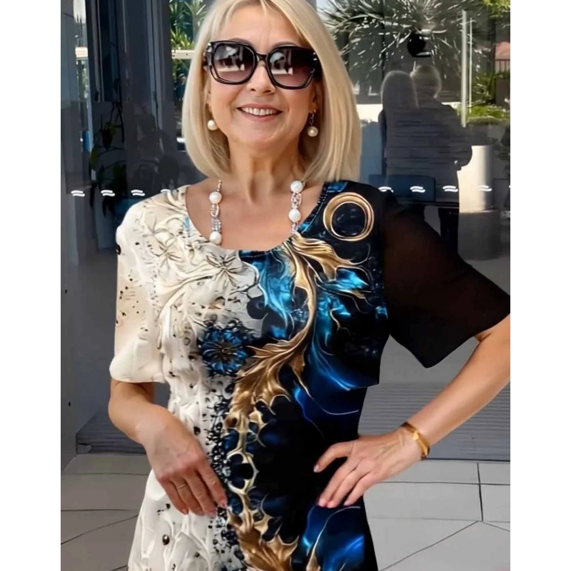 👗 Trojrozměrný květinový vzor volných dámských letních šatů✨