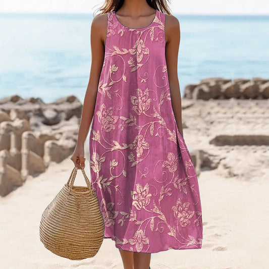 🌸Dámské ležérní šaty s kulatým výstřihem a potiskem