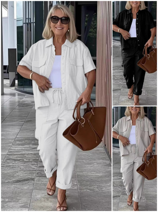 🌈Bavlněné a lněné oblečení - příjemné tričko a kalhoty, ideální pro léto ☀️