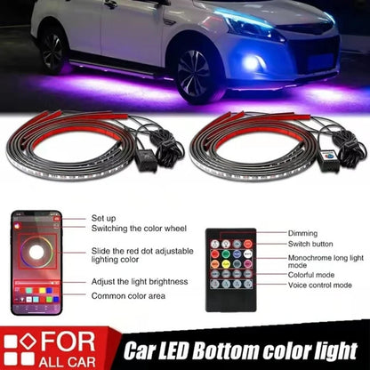Ovládejte barvy a režimy přímo z telefonu – LED podsvícení pod auto s APP ovládáním. Na dobírku! 📱
