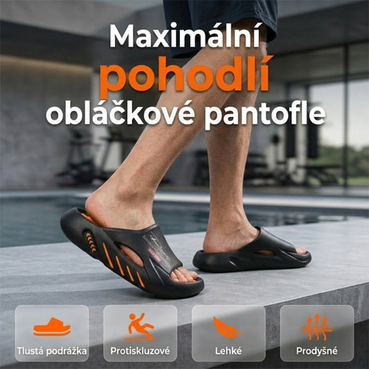 Pantofle s tlustou podrážkou ve tvaru obláčku – měkké a pružné, s vyvýšenou podrážkou, protiskluzové a stabilní. Platba při doručení! 💪