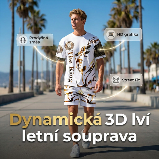 Odvádějte vlhkost a zůstaňte v suchu po celý den – pánský dvoudílný letní set se lvem. Možnost dobírky! 💧