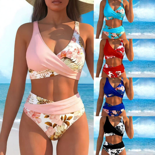 Vyhlaďte břicho a získejte zeštíhlující siluetu – dámský květinový bikini set s vysokým pasem. Možnost dobírky! ✨