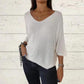 Dámské netopýří rukávy jednobarevné V-Neck Knit Top