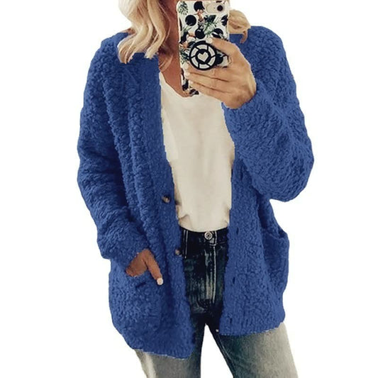 Female autumn and winter Plus size cardigan Casual velvet short jacket