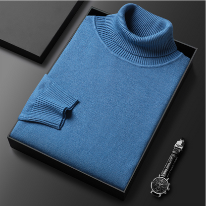 Herrar Premium Turtleneck Tröja i Enfärgad 👔