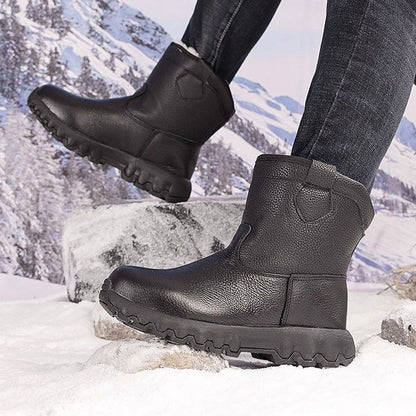 Plush Lining Warm Leather Snow Boots