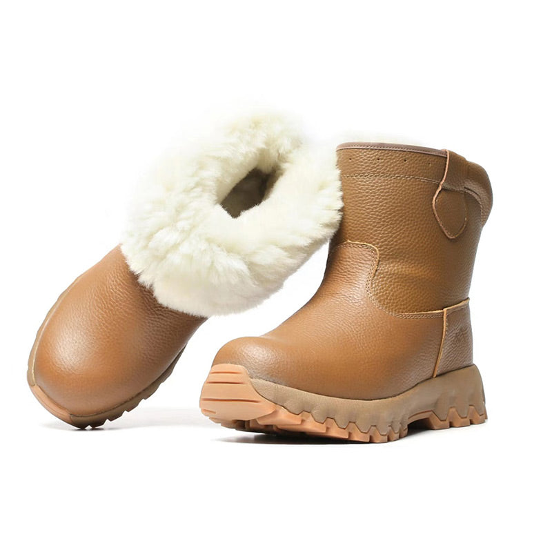 Plush Lining Warm Leather Snow Boots