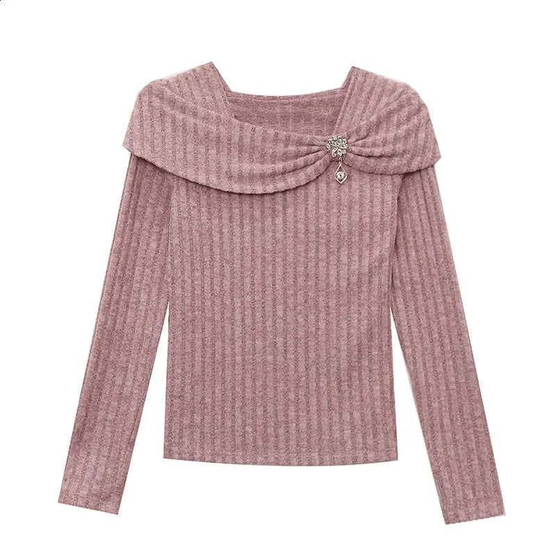 Women's Elegant Long Sleeve Slim-Fit Knitted Top