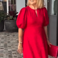 🌸Elegantní jednobarevné krátké šaty s rukávem lucerny