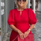 🌸Elegantní jednobarevné krátké šaty s rukávem lucerny