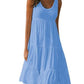 Multicolor sleeveless round neck splicing large hem dress