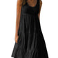 Multicolor sleeveless round neck splicing large hem dress
