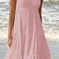 Multicolor sleeveless round neck splicing large hem dress