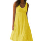 Multicolor sleeveless round neck splicing large hem dress