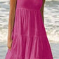 Multicolor sleeveless round neck splicing large hem dress