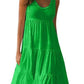 Multicolor sleeveless round neck splicing large hem dress