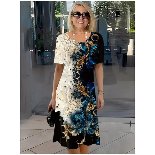 👗 Trojrozměrný květinový vzor volných dámských letních šatů✨