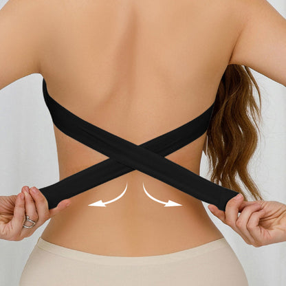 🔥👙Dámská podprsenka bez ramínek s neklouzavým křížovým zapínáním