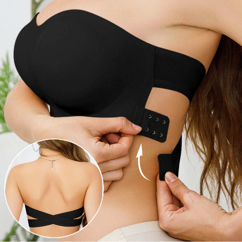 🔥👙Dámská podprsenka bez ramínek s neklouzavým křížovým zapínáním