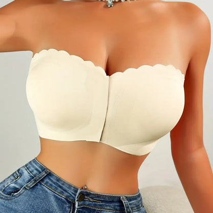 🔥【1+1 zdarma】👙Bandeau bezešvá podprsenka s předním zapínáním a bez ramínek