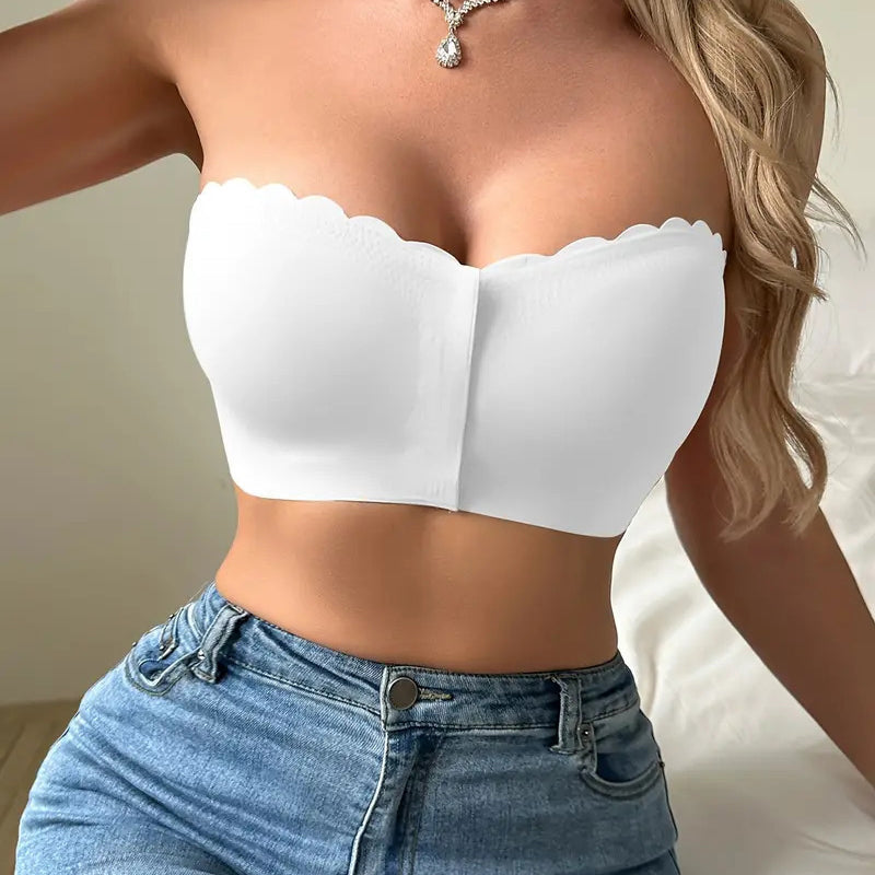 🔥【1+1 zdarma】👙Bandeau bezešvá podprsenka s předním zapínáním a bez ramínek