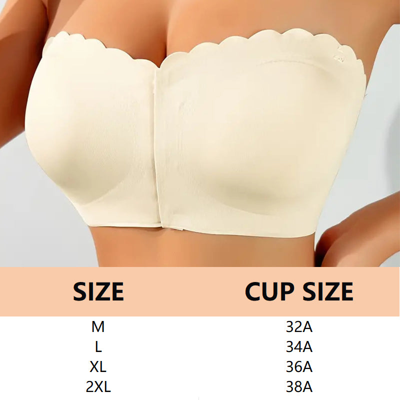 🔥【1+1 zdarma】👙Bandeau bezešvá podprsenka s předním zapínáním a bez ramínek