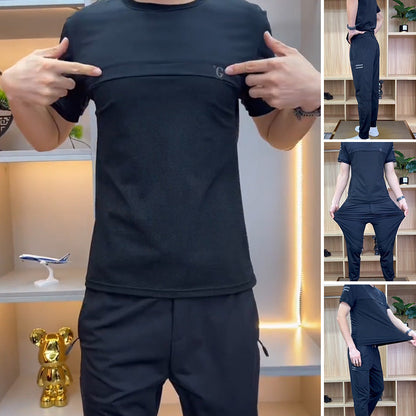❄️Pánský sportovní top s krátkým rukávem＆ Kalhoty dvoudílný set
