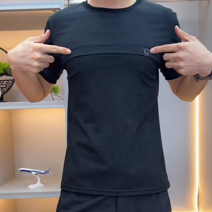 ❄️Pánský sportovní top s krátkým rukávem＆ Kalhoty dvoudílný set