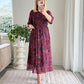 Dámské elegantní tisk Loose Fit Flowy Maxi šaty