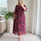 Dámské elegantní tisk Loose Fit Flowy Maxi šaty