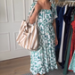 Women's Flowy Square-Neck Printed Maxi Dress