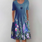 Women’s Floral Crew Neck Knee-Length Dress