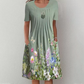 Women’s Floral Crew Neck Knee-Length Dress