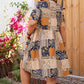 【XL-4XL】🌺Volné vintage šaty s výstřihem do V a potiskem