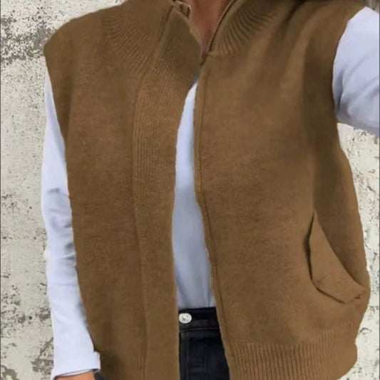 Dámská teplá módní vesta na zip