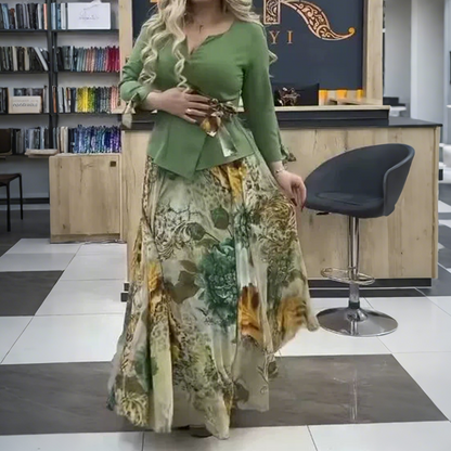 Elegantní top a květinová sukně, 2dílná sada