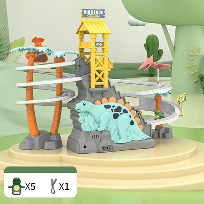 🦖Elektrická dvojitá dráha s dinosaury – interaktivní zábava se změnami dráhy a světly